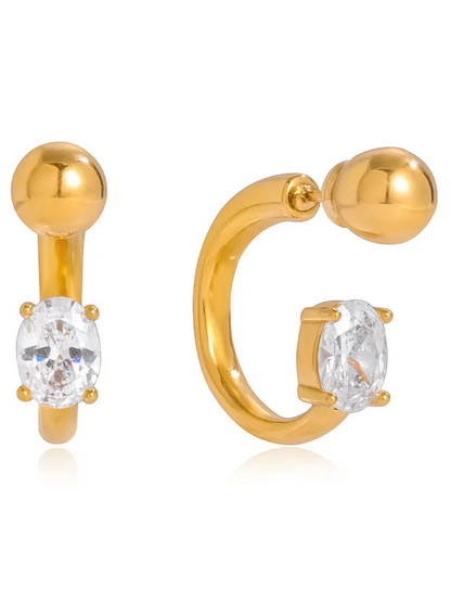 18k gold-plated ball drop earrings — sleek ball drops, anti-tarnish and waterproof for everyday, office and evening wear.