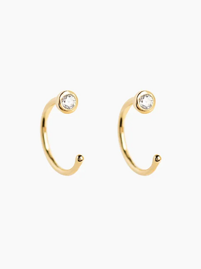 Stainless steel stone hoop earrings — anti-tarnish, waterproof, hypoallergenic, poke-free comfy stone hoops.
