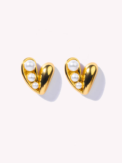 Heart Pearl Earrings