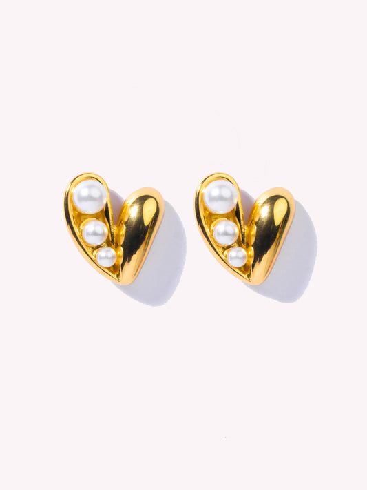 Heart Pearl Earrings
