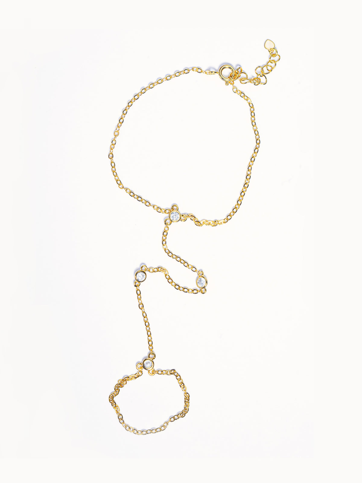 18k gold-plated Laila palm bracelet hand-chain — delicate layerable hand-stack bracelet, anti-tarnish and waterproof for everyday and casual wear.