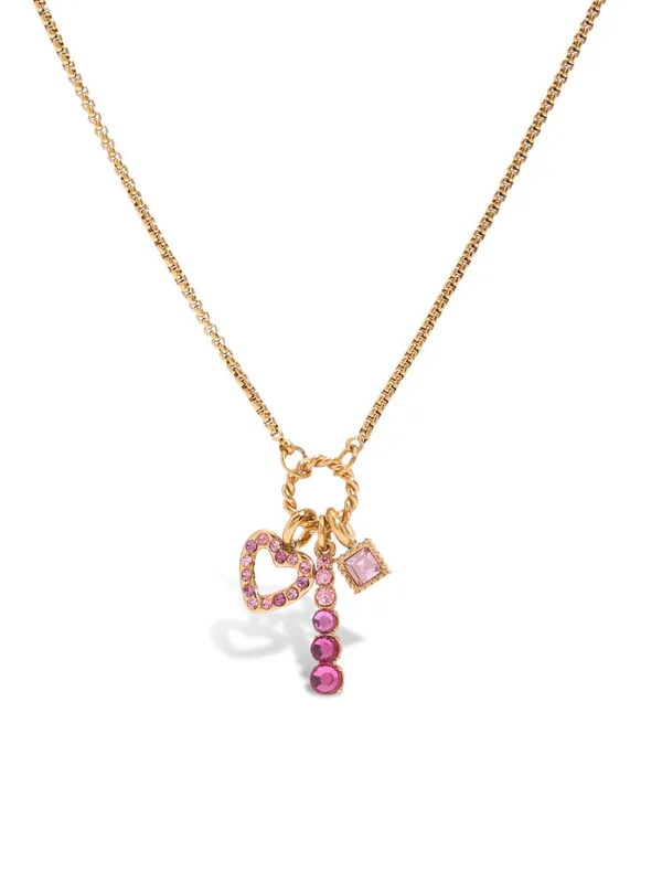 18k gold-plated pink stone pendant necklace — pink-toned stone pendant, anti-tarnish and waterproof for evening, festive and gifting.