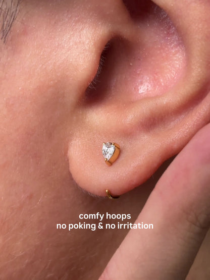 Pear Hoops for Kids — Solid 9kt Gold, Poke-Free