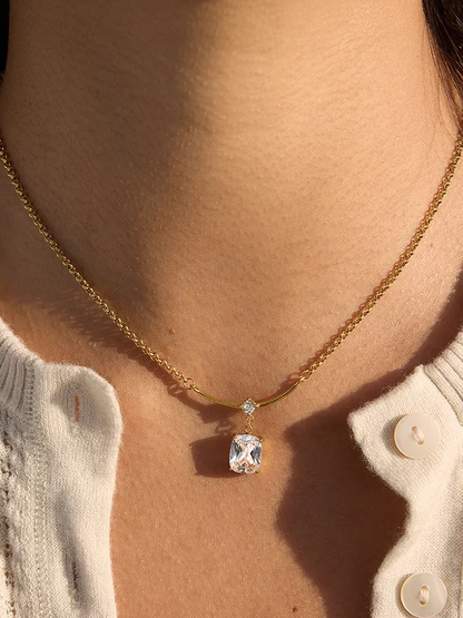 18k gold-plated stone drop pendant necklace — elegant stone drop pendant, anti-tarnish and waterproof for evening, festive and layered looks.