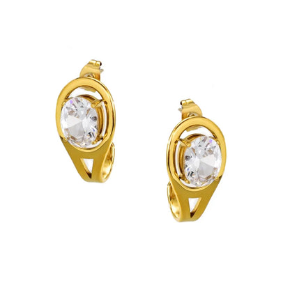 18k gold-plated white stone drop earrings — elegant white stone drops, anti-tarnish and waterproof for evening, bridal and festive looks.